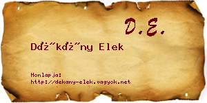 Dékány Elek névjegykártya